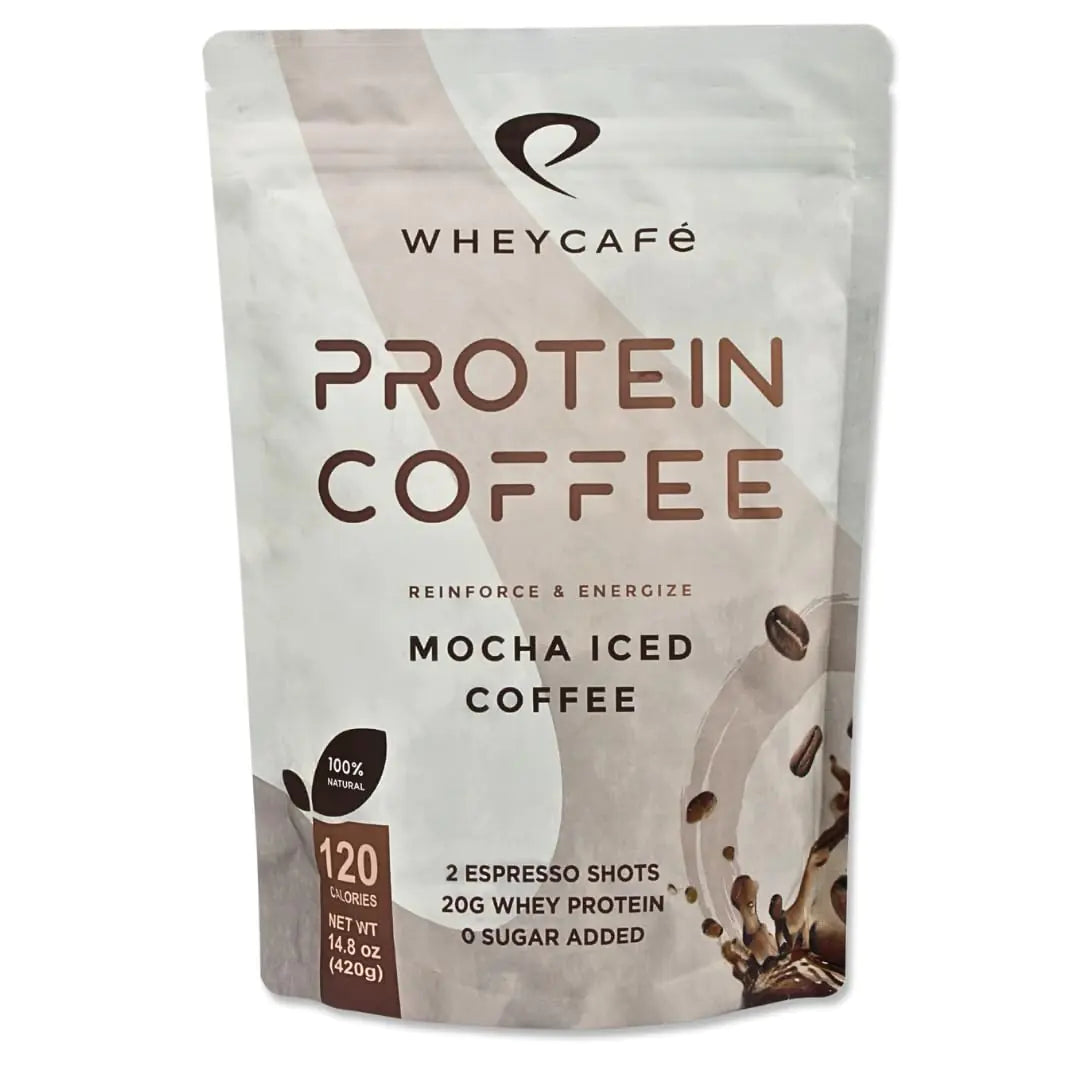 Protein Coffee Whey Cafe | 20g Whey Isolate Protein Powder Healthy Meal Replacement Shake | Organic Instant Coffee Espresso | Iced Mocha Cold Brew